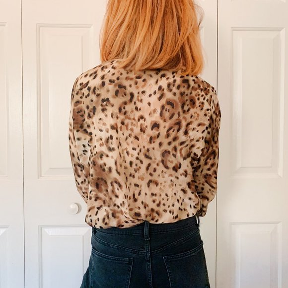 vintage ruffle leopard blouse, small - Picture 8 of 12